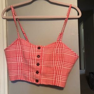 red & white gingham cropped tank top